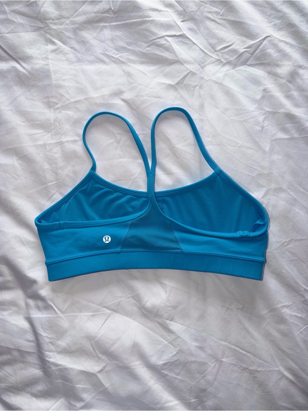 Lululemon Beach Blanket Blue Flow Y Bra IV Size 10 Mesh